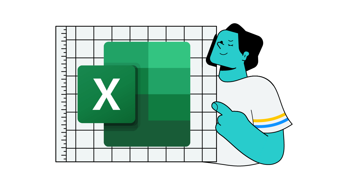 Homem ao lado de planilha com o logo do Excel