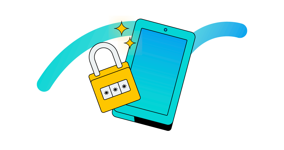 Proteção de Dados Pessoais no Grupo Neon 1 Ilustração de cadeado ao lado de celular