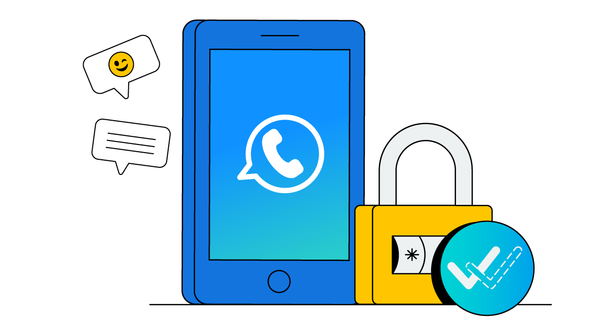 Celular com logo do WhatsApp e cadeado ao lado