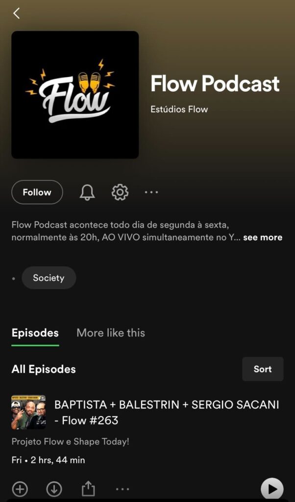 Imagem do Flow Podcast no Spotify como referência e inspiração