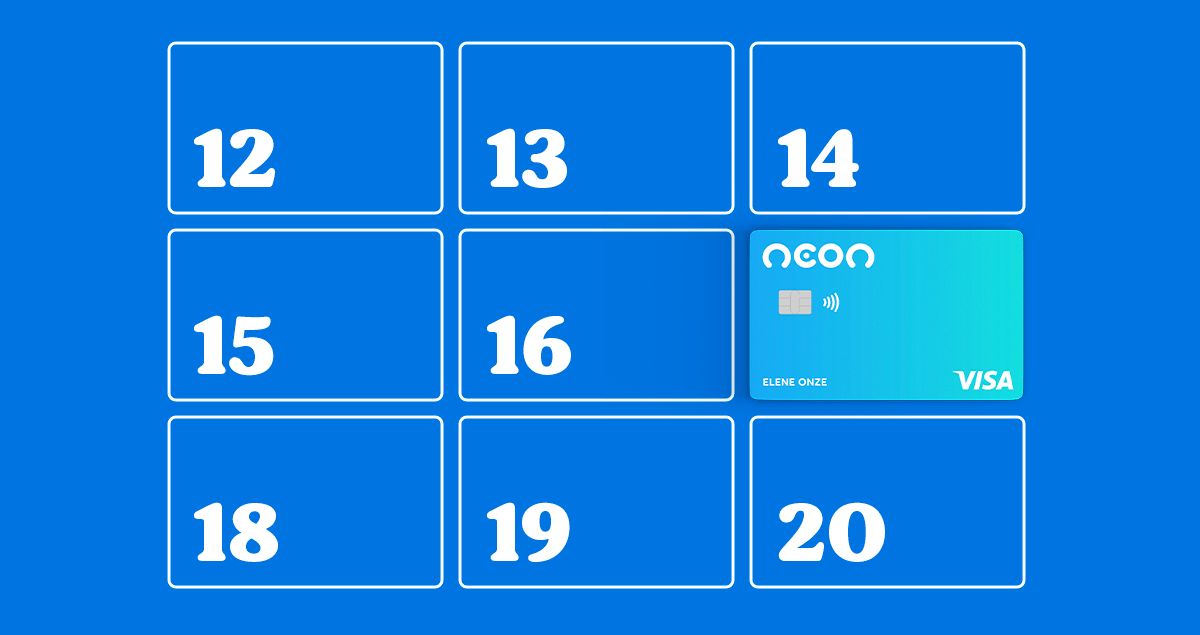 Calendário com símbolo do cartão de crédito Neon