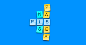 Jogo de letras com siglas PIS, NIS e PASEP sobre fundo azul