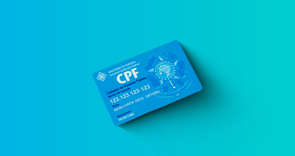 Cartão de CPF sobre fundo azul